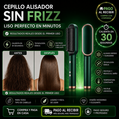 Cepillo Alisador Iónico VELURA® | Cabello Liso, Sedoso y Sin Frizz en 30 Segundos