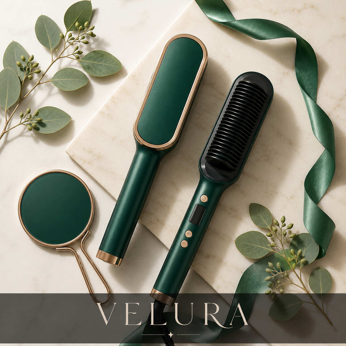 Cepillo Alisador Iónico VELURA® | Cabello Liso, Sedoso y Sin Frizz en 30 Segundos