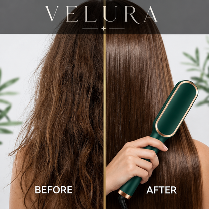 Cepillo Alisador Iónico VELURA® | Cabello Liso, Sedoso y Sin Frizz en 30 Segundos