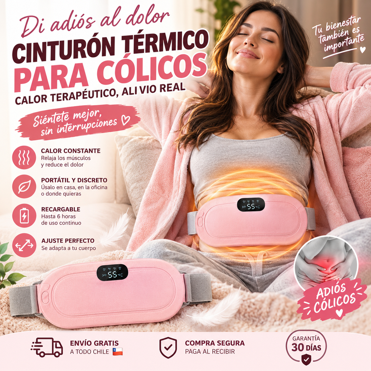 VELURA Calmi™  Cinturón Térmico para Cólicos