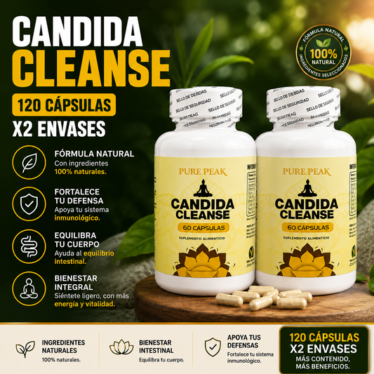 Candida Cleanse 2x1 VELURA® | Equilibra tu Flora Intestinal Desde la Raíz | 120 Cápsulas Naturales