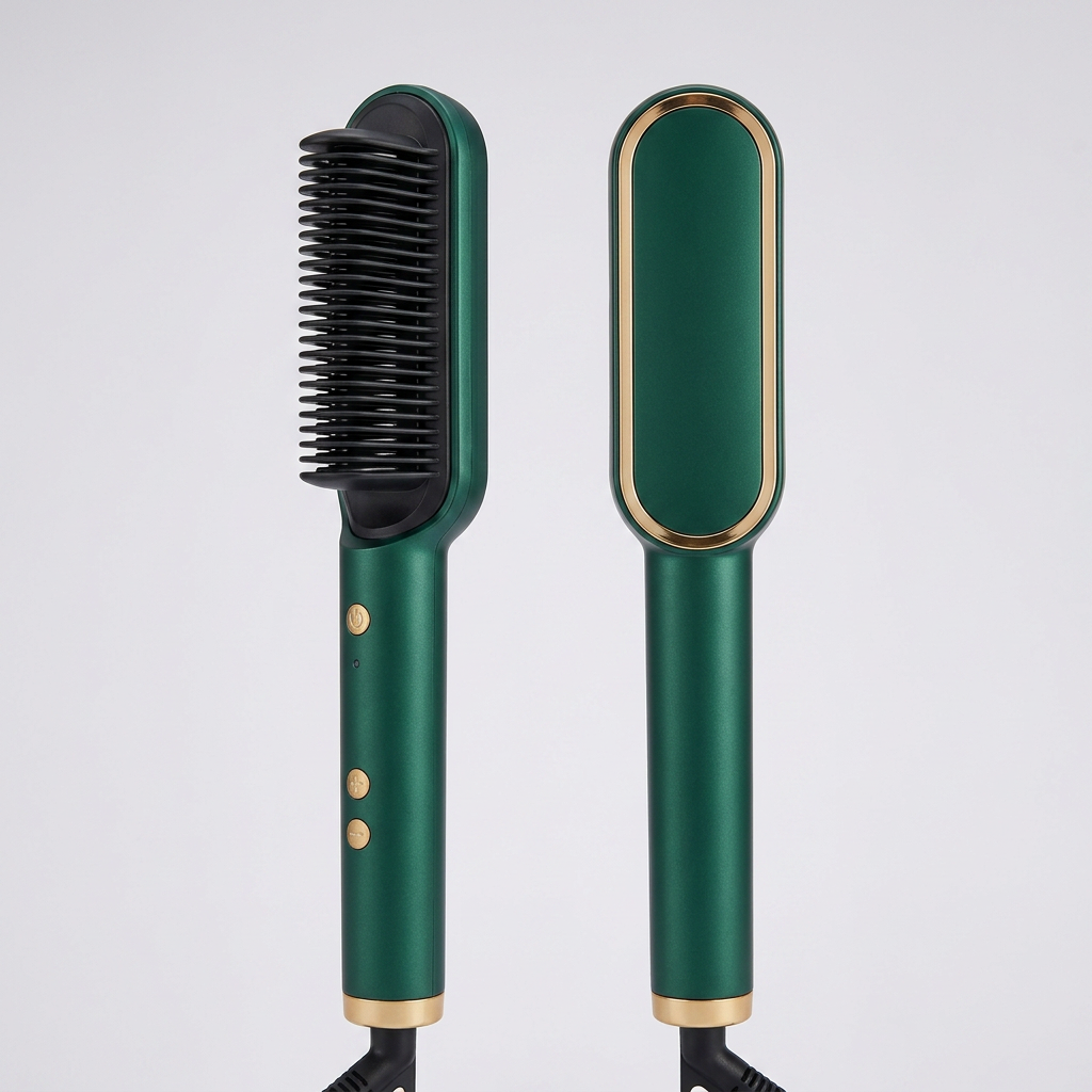 Cepillo alisador iónico VELURA verde con detalle dorado atrás